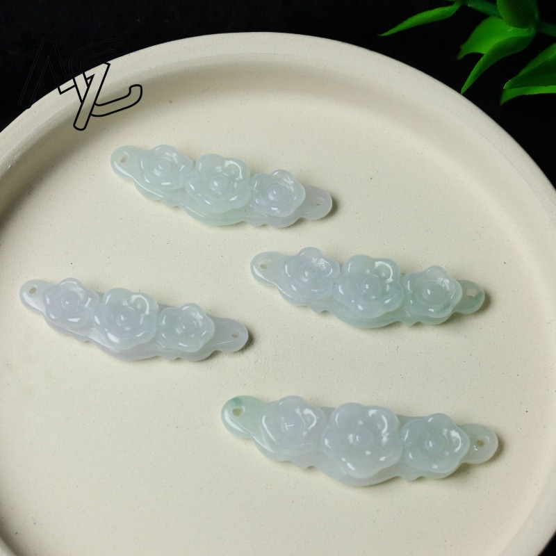 1pc 天然翡翠エメラルドフラワーハンドカード DIY アク - Women'S Accessories のレビューと価格