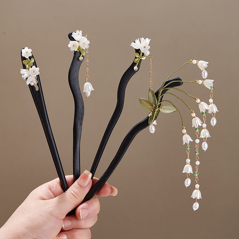 木製フラワーヘアピンヴィンテージ Convallaria M - Pearl Hair Pin のレビューと価格