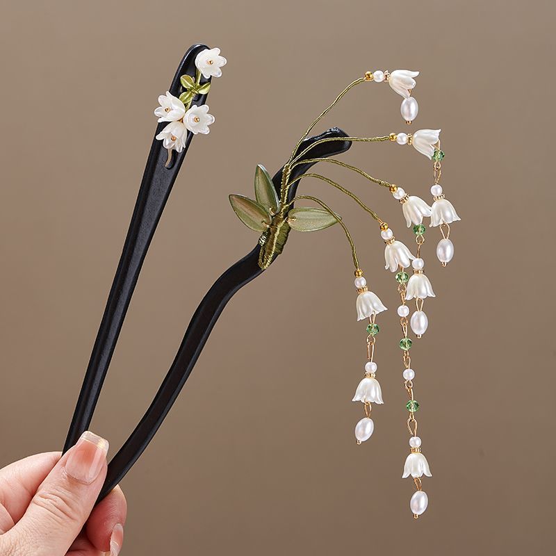 木製フラワーヘアピンヴィンテージ Convallaria M - Pearl Hair Pin のレビューと価格
