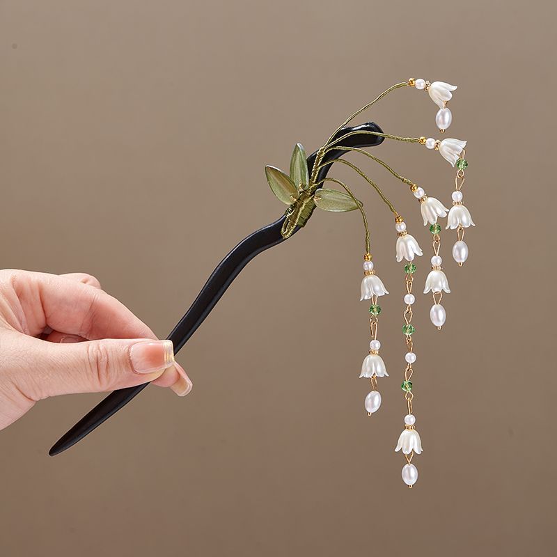 木製フラワーヘアピンヴィンテージ Convallaria M - Pearl Hair Pin のレビューと価格