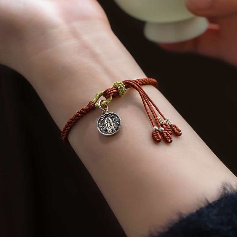 男性と女性のための925スターリングシルバーのチベットロープ - Women'S Red Accessories のレビューと価格