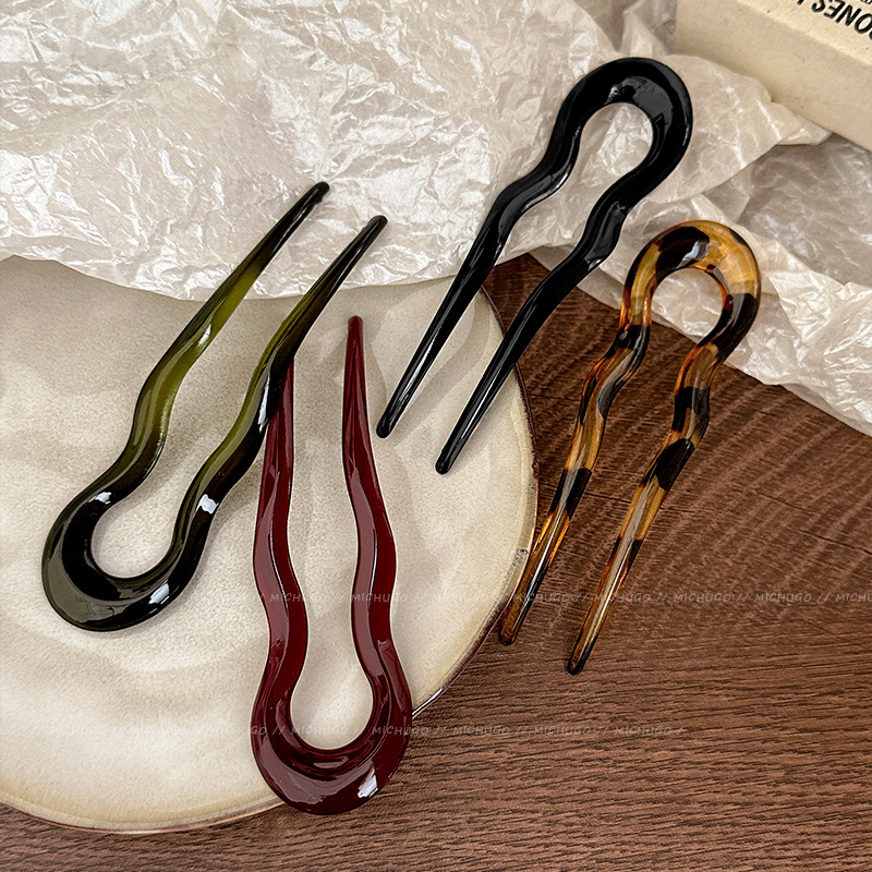 2026年 U字型ヘアフォーク ファッション べっ甲柄アセテ - Women Knight Accessories のレビューと価格