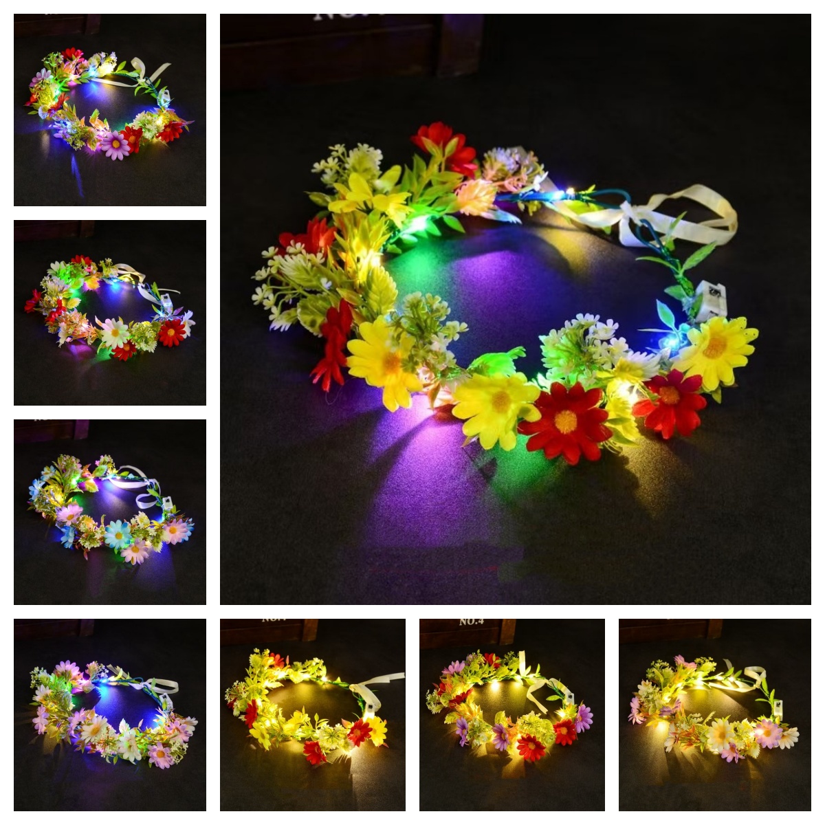 LEDライトアップフラワークラウンヘッドバンド、光る花輪ヘッ - Women Accessories Photos のレビューと価格