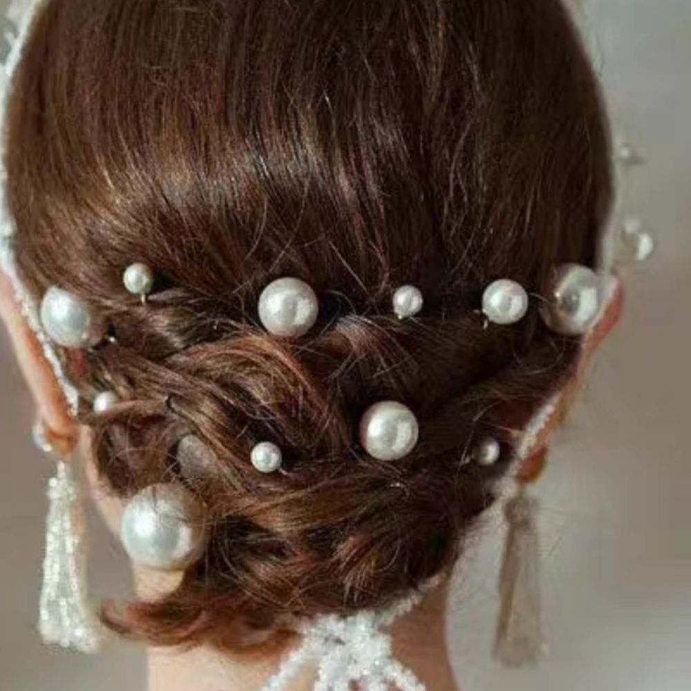 パールクリスタルヘアピンコームセットブライダルウェディングヘ - Pearl Hair Pin のレビューと価格