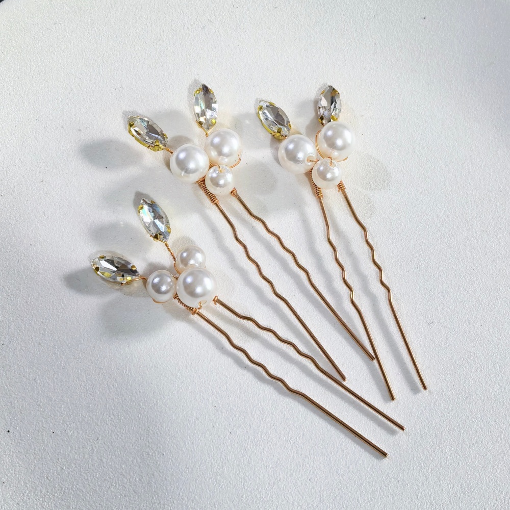 パールクリスタルヘアピンコームセットブライダルウェディングヘ - Pearl Hair Pin のレビューと価格