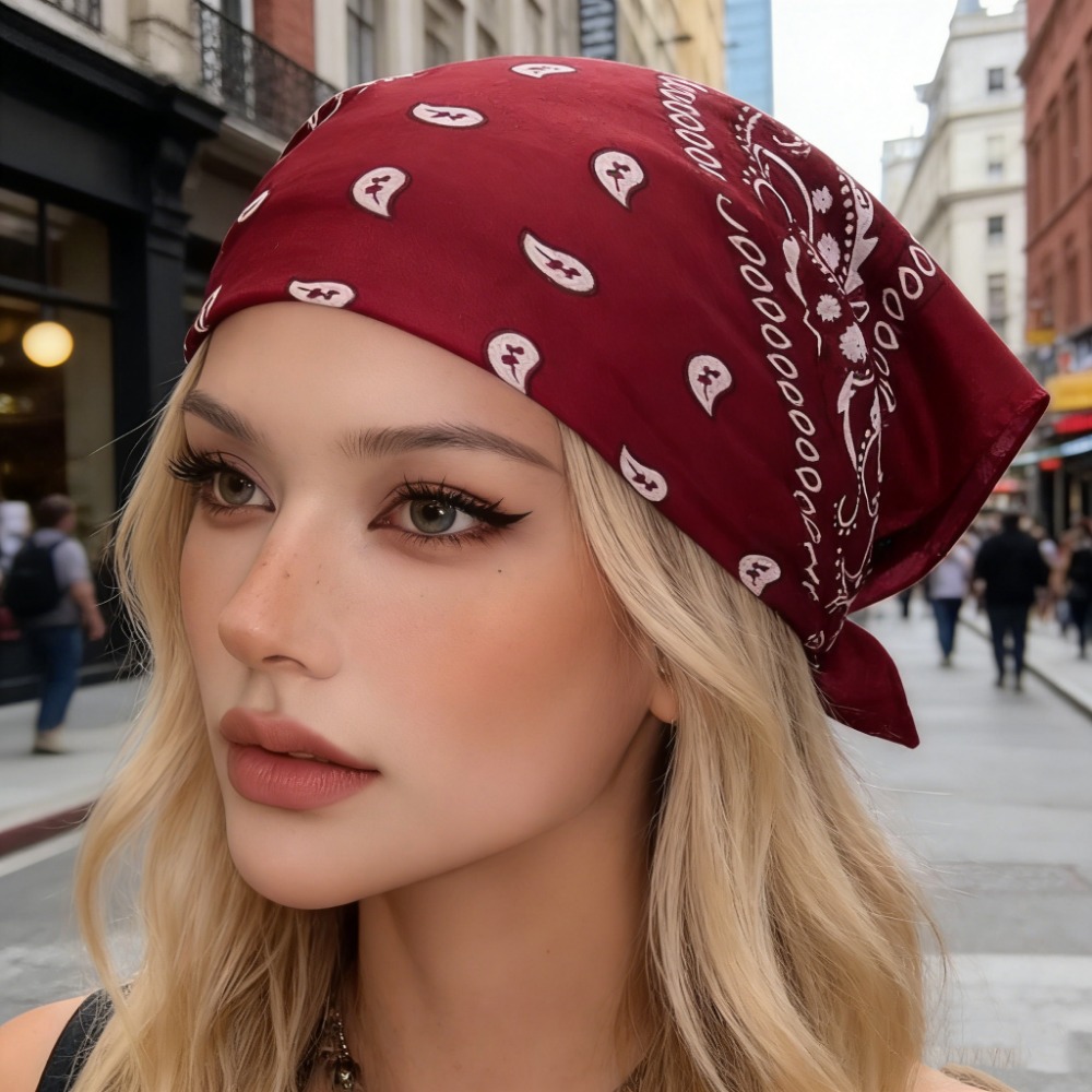 レトロワインレッドスクエアバンダナスカーフヒップホップ多用途 - Women'S Accessories Go Outdoors のレビューと価格