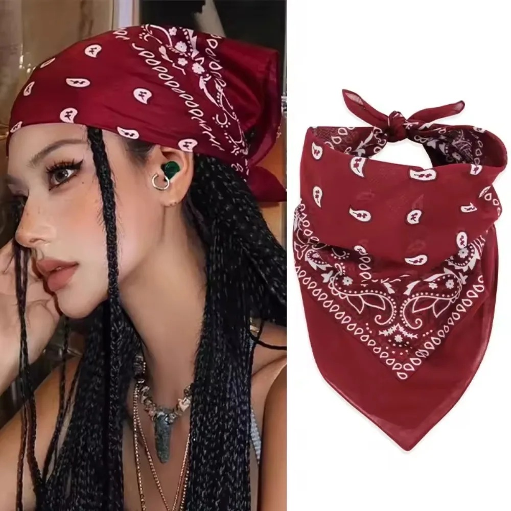 レトロワインレッドスクエアバンダナスカーフヒップホップ多用途 - Women'S Accessories Go Outdoors のレビューと価格