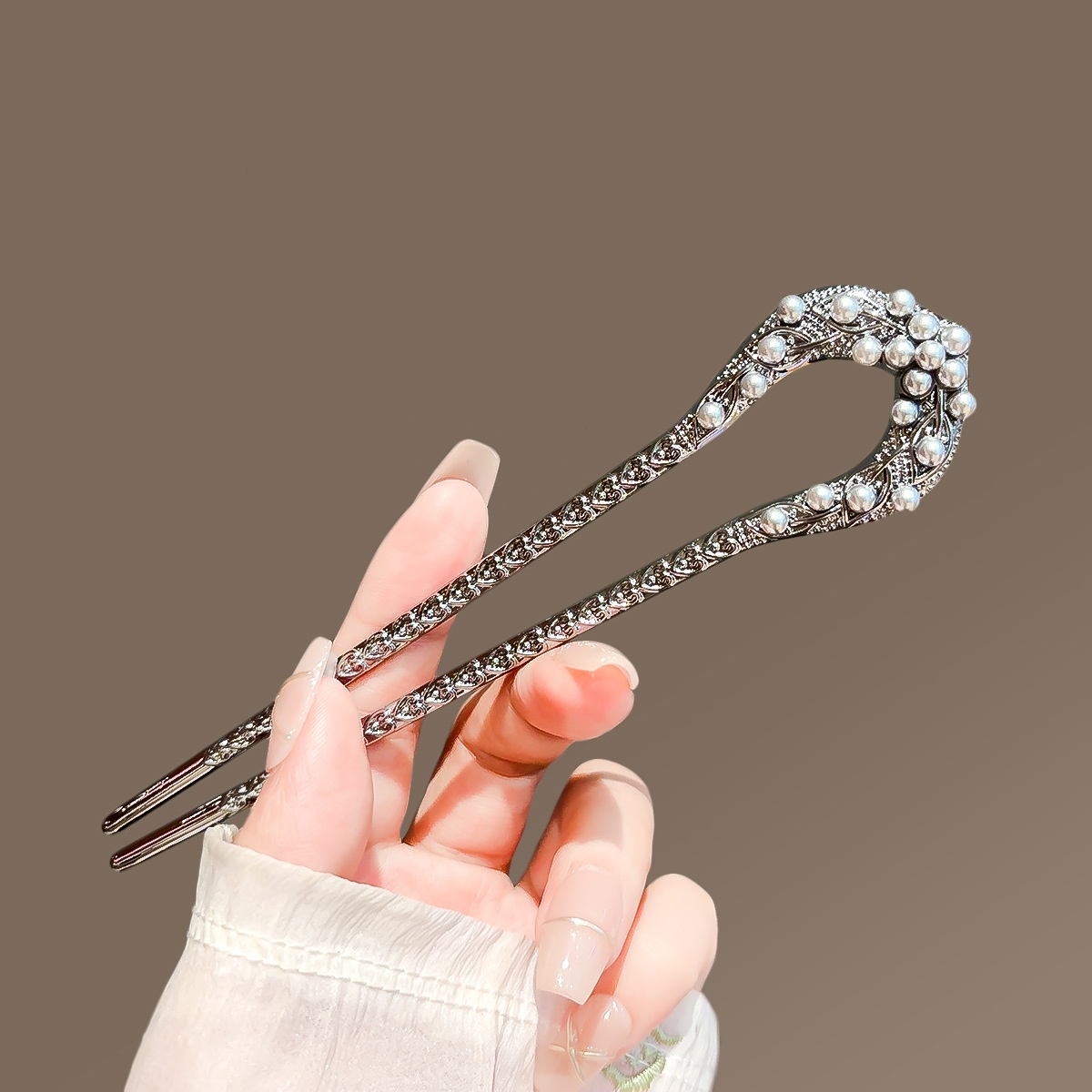 新しいパール U 字型ヘアピン女性のためのエレガントなガンブ - Pearl Hair Pin のレビューと価格