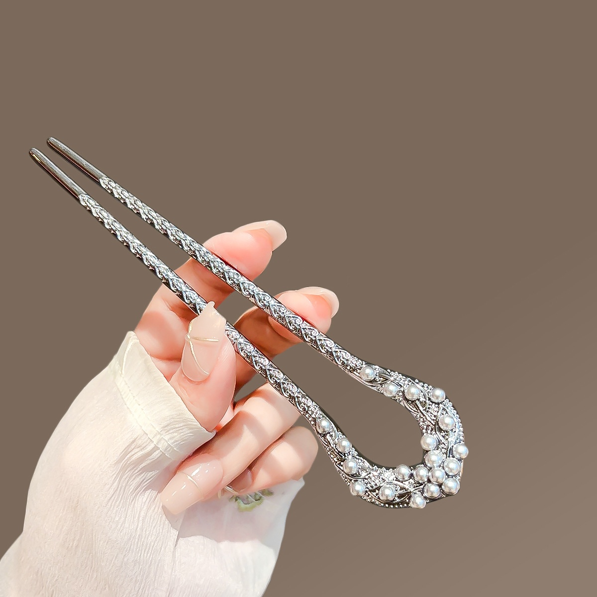 新しいパール U 字型ヘアピン女性のためのエレガントなガンブ - Pearl Hair Pin のレビューと価格
