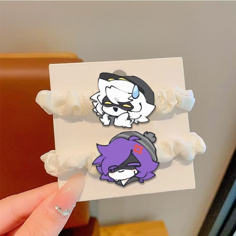 2 個マーダードローン漫画カップルヘアネクタイ弾性バンド甘い - Hair Band Elastic のレビューと価格
