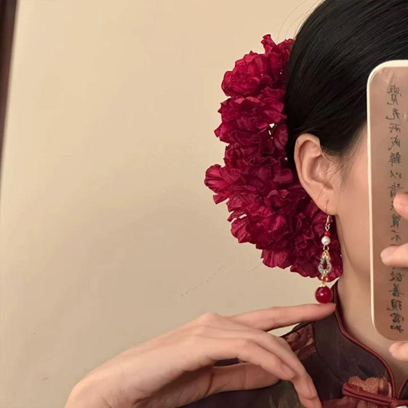 1pc 牧歌的な紫黄色の花のヘアピン女性女の子甘い生地花の花 - Women Accessories Photos のレビューと価格