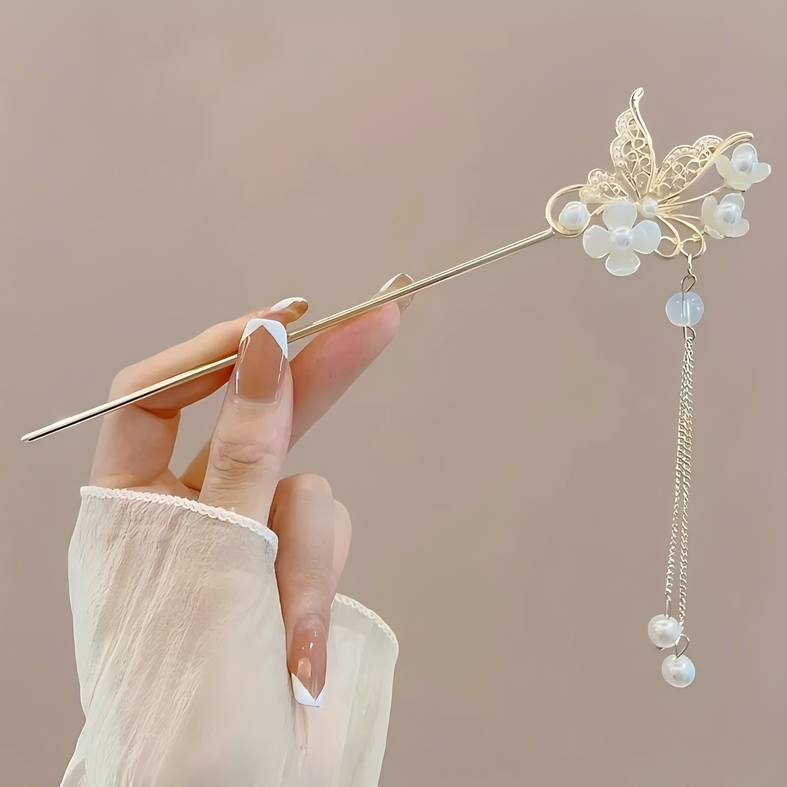 1/6 個エレガントな中国風のタッセルヘアスティック伝統的な - Pearl Hair Pin のレビューと価格