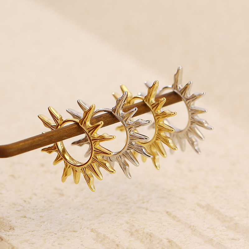 925スターリングシルバーの太陽と花のフープピアス,女性用, - Statement Earrings Oversized のレビューと価格