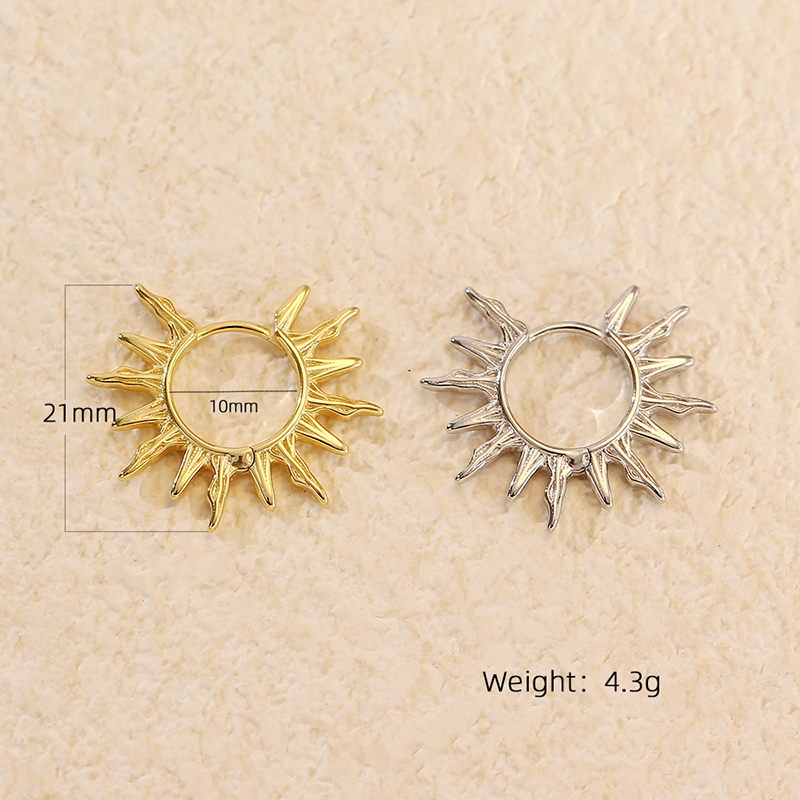 925スターリングシルバーの太陽と花のフープピアス,女性用, - Statement Earrings Oversized のレビューと価格