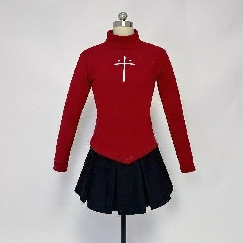 アニメ遠坂凛コスプレ衣装レッドトップ黒スカートアクセサリース - Women'S Red Accessories のレビューと価格