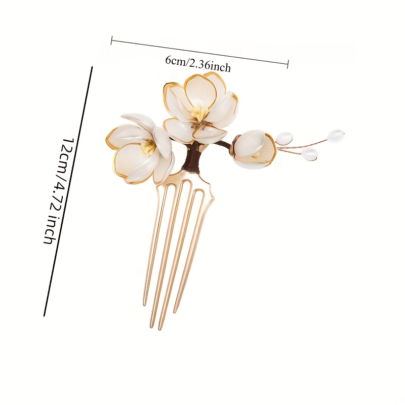中国風シェルマグノリアフラワーヘアコーム、パールタッセル付き - Women Accessories Photos のレビューと価格