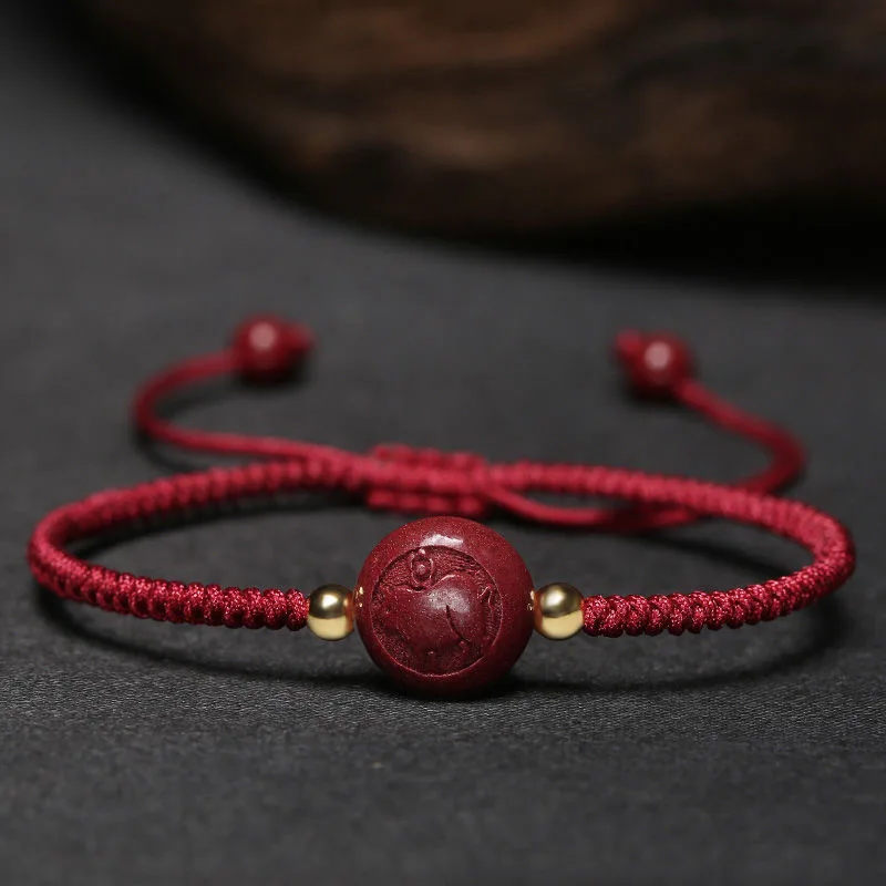 Cinnabar-中国の干支のブレスレット,パーソナライズさ - Women'S Red Accessories のレビューと価格