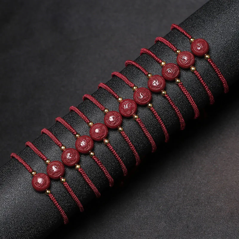 Cinnabar-中国の干支のブレスレット,パーソナライズさ - Women'S Red Accessories のレビューと価格