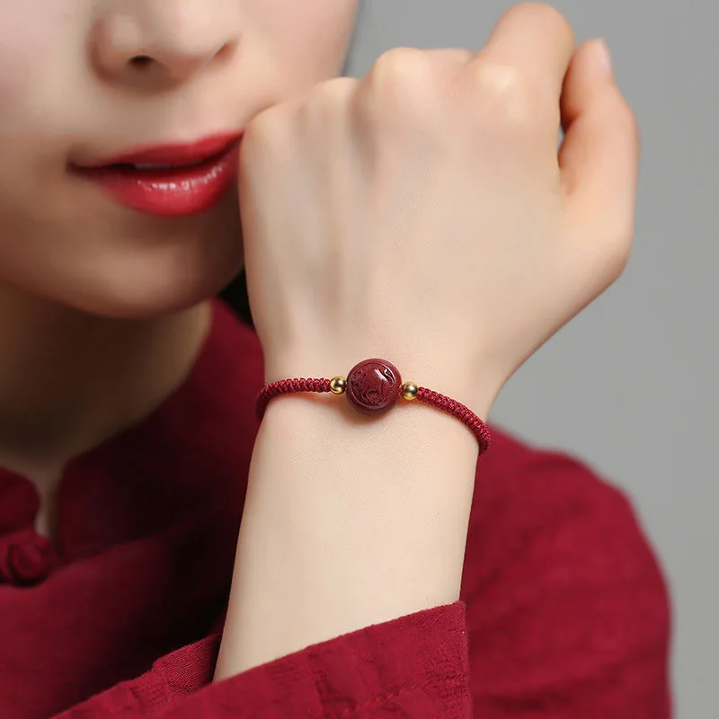 Cinnabar-中国の干支のブレスレット,パーソナライズさ - Women'S Red Accessories のレビューと価格